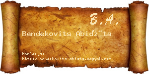 Bendekovits Abiáta névjegykártya